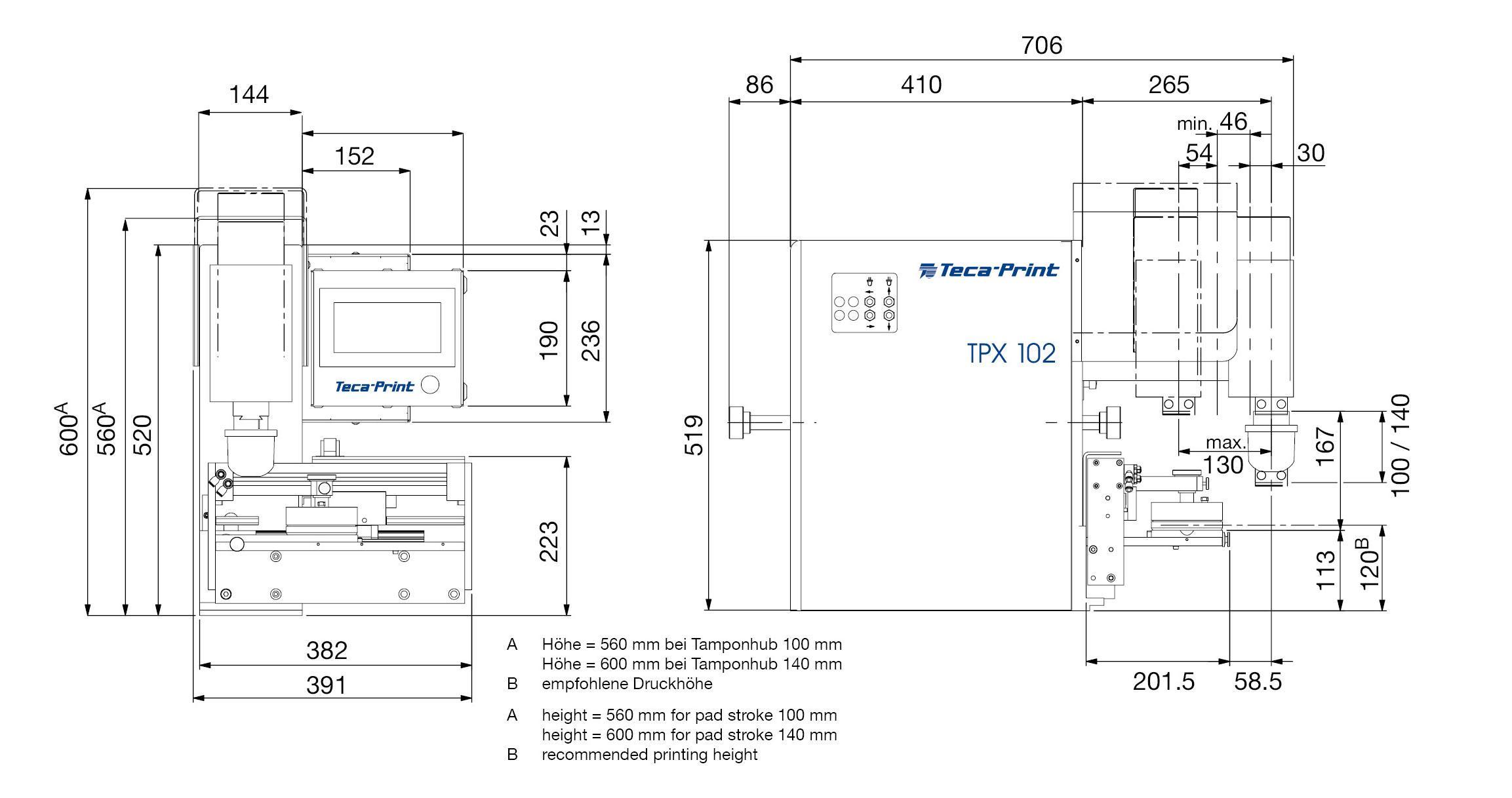 Masszeichnung TPX 102