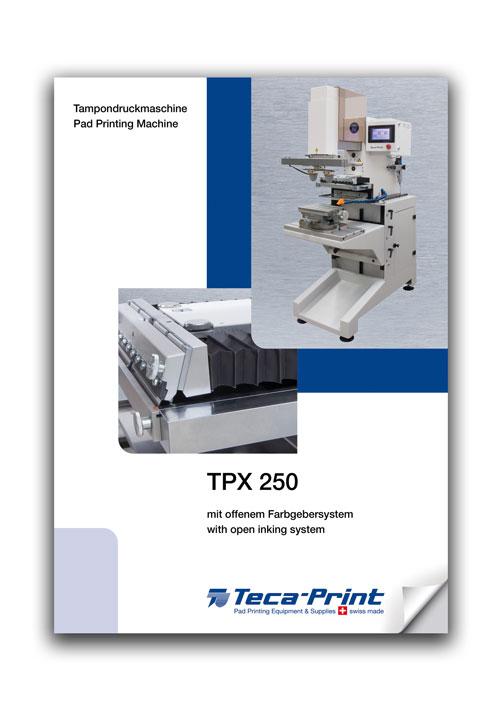 Prospektblatt Tampondruckmaschine TPX 250