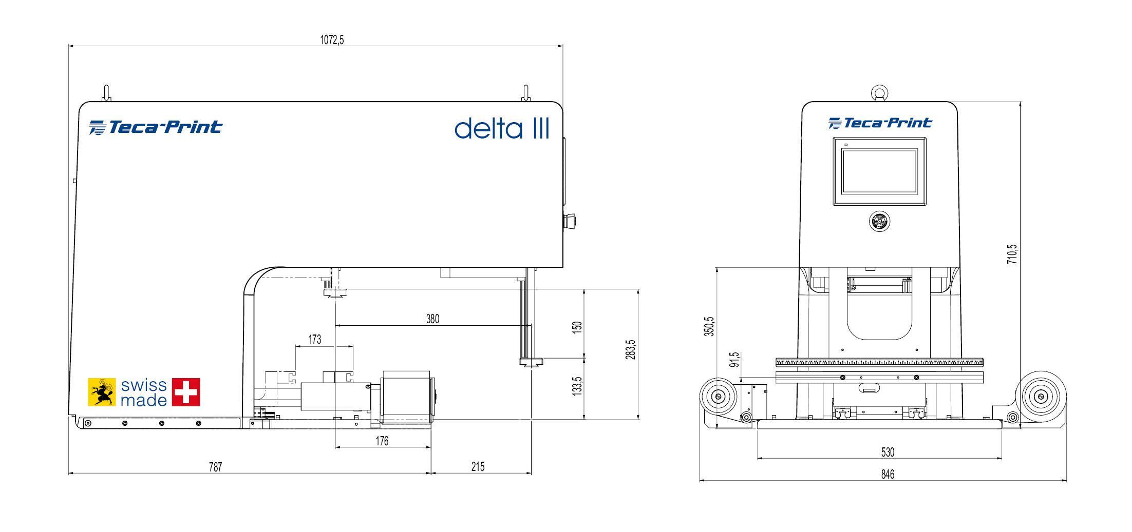 Tampondruckmaschine delta III TPF 451 Masszeichnung