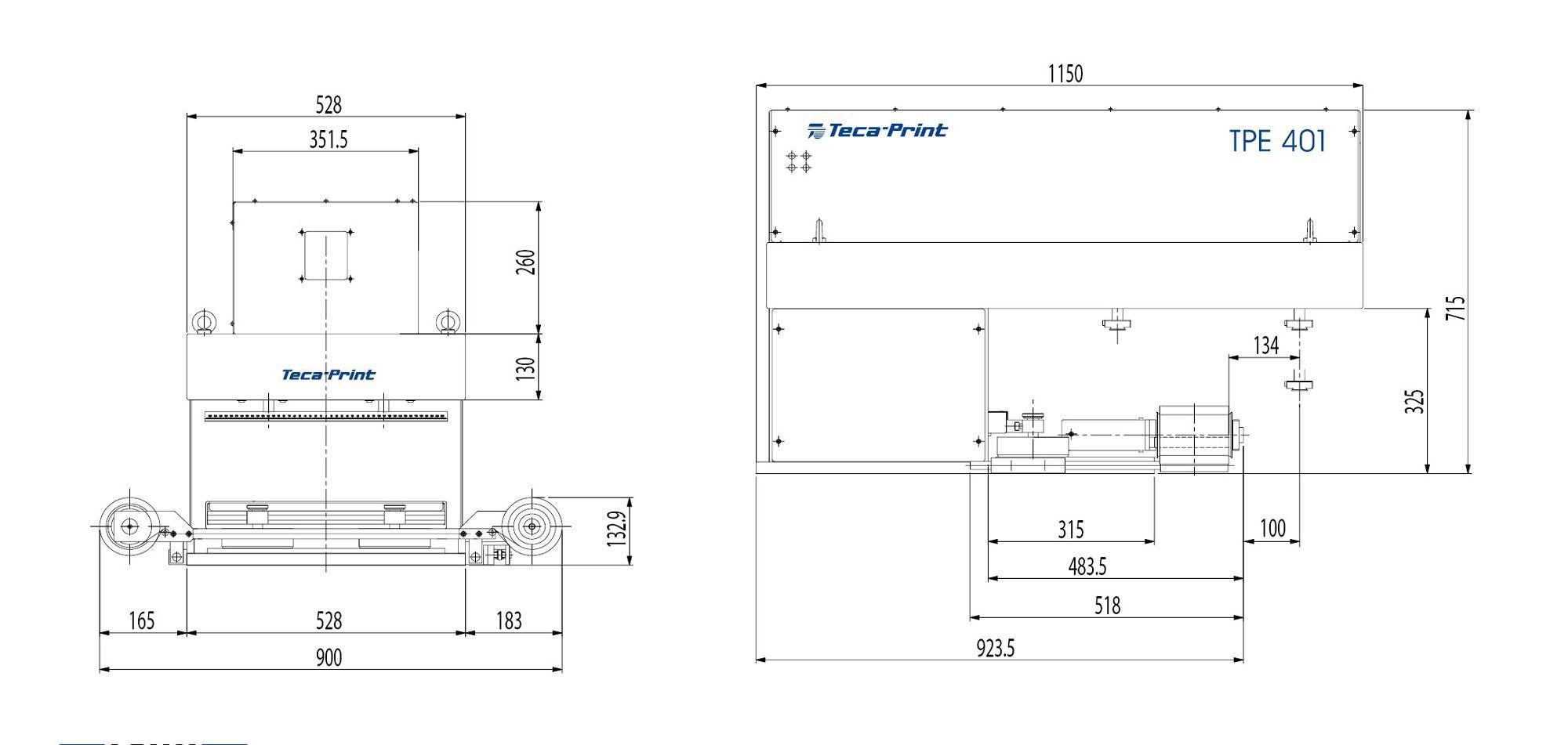 Tampondruckmschine TPE 401 Masszeichnung
