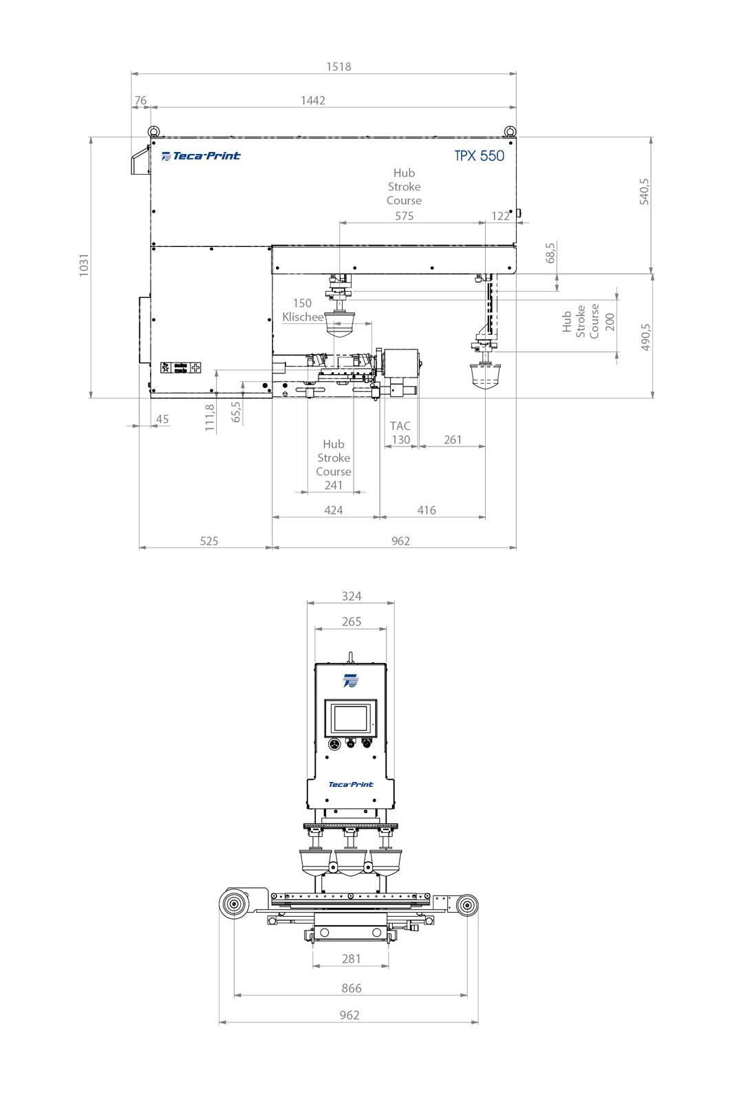 Teca-Print Masszeichnung Tampondruckmaschine TPX 550
