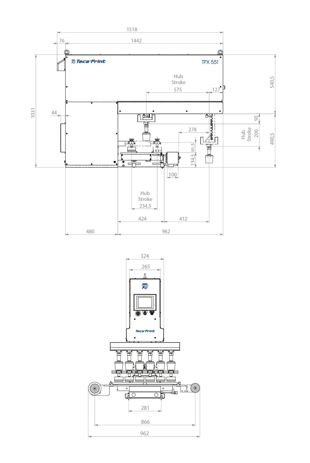 Teca-Print Masszeichnung Tampondruckmaschine TPX 551